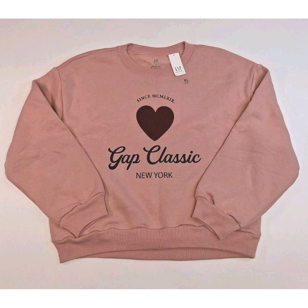Gap Kids Girl's XL Size 12 Pink Vintage Soft Dolman Sweatshirt "Gap Classic NY"